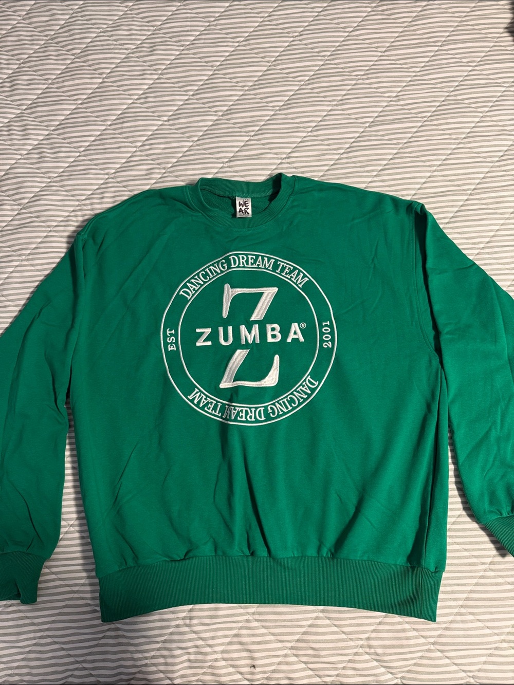 Unisex Zumba Fitness Green Crewneck with White Logo
